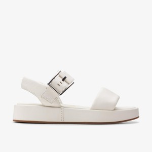 Clarks ALDA STRAP Off White Leather Kadın Sandalet Beyaz | 76324YXSF