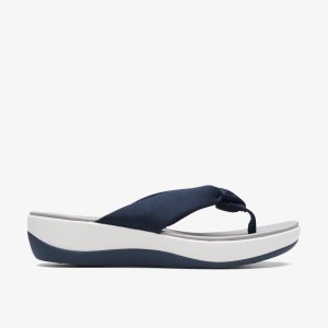 Clarks Arla Glison Blue Fabric Kadın Dolgu Topuklu Mavi | 54610GEJX