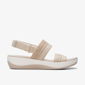 Clarks Arla Stroll Beige Combination Kadın Dolgu Topuklu Bej Rengi | 27619AKFT