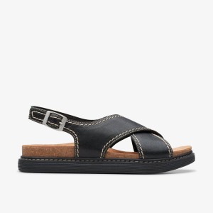 Clarks Arwell Sling Black Leather Kadın Sandalet Siyah | 95436JTLG