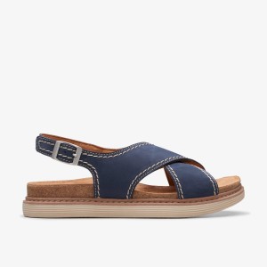 Clarks Arwell Sling Navy Nubuck Kadın Sandalet Lacivert | 58903OVBA