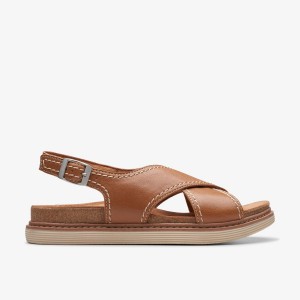 Clarks Arwell Sling Tan Leather Kadın Sandalet Kahverengi | 45637APOU