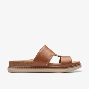 Clarks Arwell Walk Tan Leather Kadın Sandalet Kahverengi | 71023PSKZ