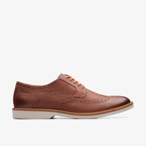 Clarks Atticus LT Limit Dark Tan Leather Erkek Elbise Ayakkabısı Koyu Kahverengi | 12583ZDVI