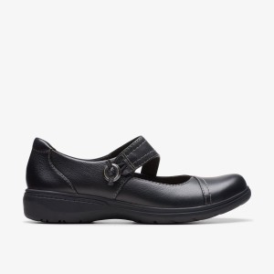 Clarks Carleigh Jane Black Leather Kadın Clog Terlik Siyah | 48692CAIS