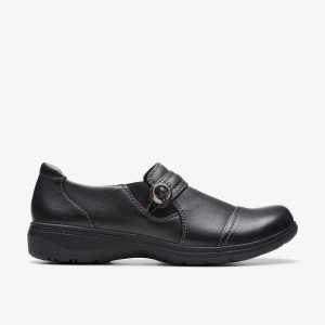 Clarks Carleigh Pearl Black Leather Kadın Clog Terlik Siyah | 72940MKNW