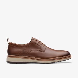 Clarks Chantry Lo Dark Tan Leather Erkek Elbise Ayakkabısı Koyu Kahverengi | 29164GEMP