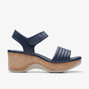 Clarks Chelseah Gem Navy Leather Kadın Dolgu Topuklu Lacivert | 03714WGSN