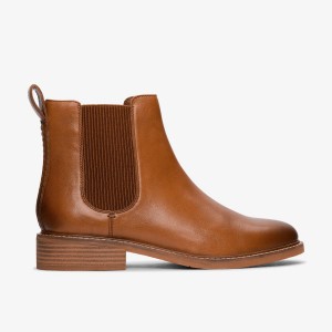 Clarks Cologne Arlo 2 Tan Leather Kadın Bot Kahverengi | 04976YIKX