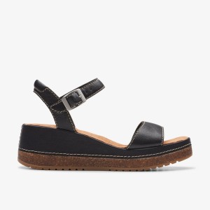 Clarks Kassanda Lily Black Leather Kadın Sandalet Siyah | 87250VWHC