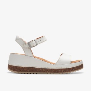 Clarks Kassanda Lily Off White Leather Kadın Sandalet Beyaz | 71645XMIZ