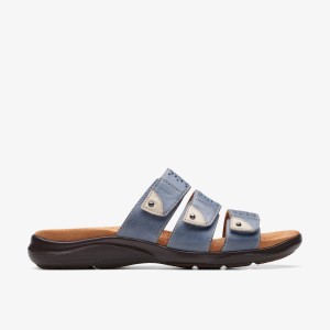 Clarks Kitly Walk Denim Kadın Sandalet Mavi | 14068HUOK