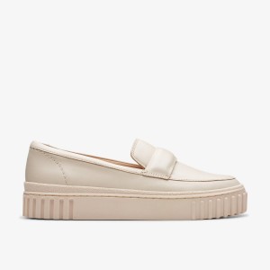 Clarks Mayhill Cove Cream Leather Kadın Makosen Ayakkabı Krema | 21840PYQW