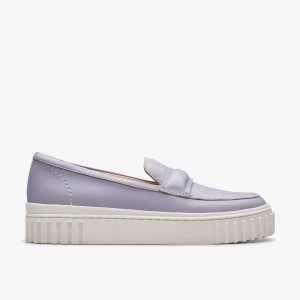 Clarks Mayhill Cove Lilac Leather Kadın Makosen Ayakkabı Mor | 37490APSN