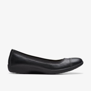 Clarks Meadow Opal Black Leather Kadın Makosen Ayakkabı Siyah | 51974QZSD