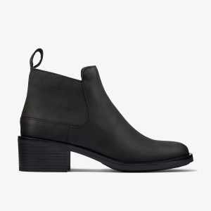 Clarks Memi Zip Black Leather Kadın Bot Siyah | 79681RCNV