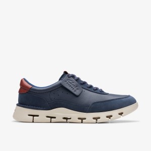 Clarks Nature X One Navy Leather Erkek Spor Ayakkabı Lacivert | 05921DAHT