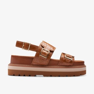 Clarks ORIANNA GLIDE Tan Interest Kadın Platform Ayakkabı Kahverengi | 14852TDLQ