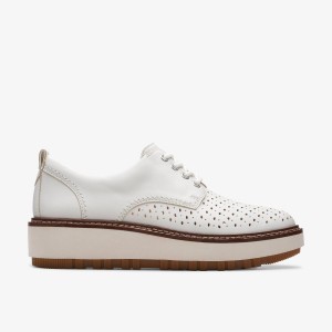 Clarks Orianna Move Off White Leather Kadın Platform Ayakkabı Beyaz | 49627OMKF