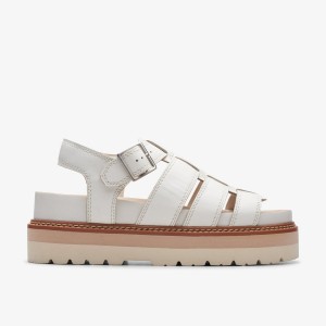 Clarks Orianna Twist Off White Leather Kadın Platform Ayakkabı Beyaz | 24518AJGB