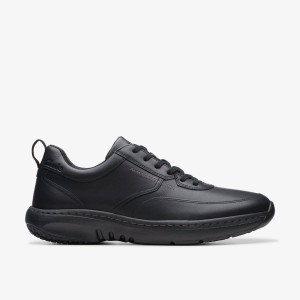 Clarks Pro Lace Black Leather Erkek Spor Ayakkabı Siyah | 86324SUCQ