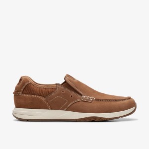 Clarks Sailview Step Light Tan Nubuck Erkek Slip On & Loafer Açık Kahverengi | 70648MOUT