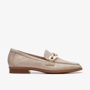 Clarks Sarafyna Iris Stone Leather Kadın Makosen Ayakkabı Gri | 38156VLOR