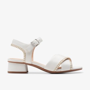 Clarks Serina 35 Cross Off White Leather Kadın Sandalet Beyaz | 47321YNAQ