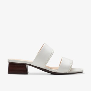 Clarks Serina 35 Mule Off White Leather Kadın Sandalet Beyaz | 93521UVMD