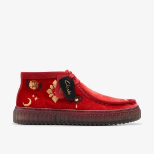 Clarks Torhill Hi Red Velvet Erkek Bot Kırmızı | 89513KBNR