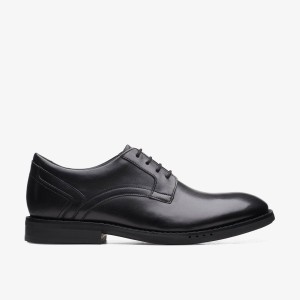 Clarks Un Hugh Lace Black Leather Erkek Elbise Ayakkabısı Siyah | 86543PBJT