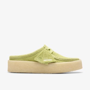 Clarks Wallabee Cup Lo Lime Hairy Suede Kadın Clog Terlik Açık Yeşil | 74150XVLH