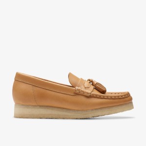 Clarks Wallabee Loafer Mid Tan Leather Kadın Makosen Ayakkabı Kahverengi | 34659IKSA