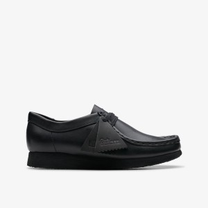 Clarks Wallabee Older Black Leather Çocuk Orijinal Ayakkabı Siyah | 29378LSZC