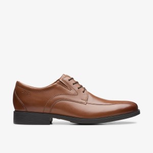 Clarks Whiddon Pace Dark Tan Leather Erkek Elbise Ayakkabısı Koyu Kahverengi | 03729HYST