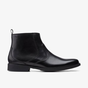 Clarks Whiddon Zip Black Leather Erkek Elbise Ayakkabısı Siyah | 37216NRZF