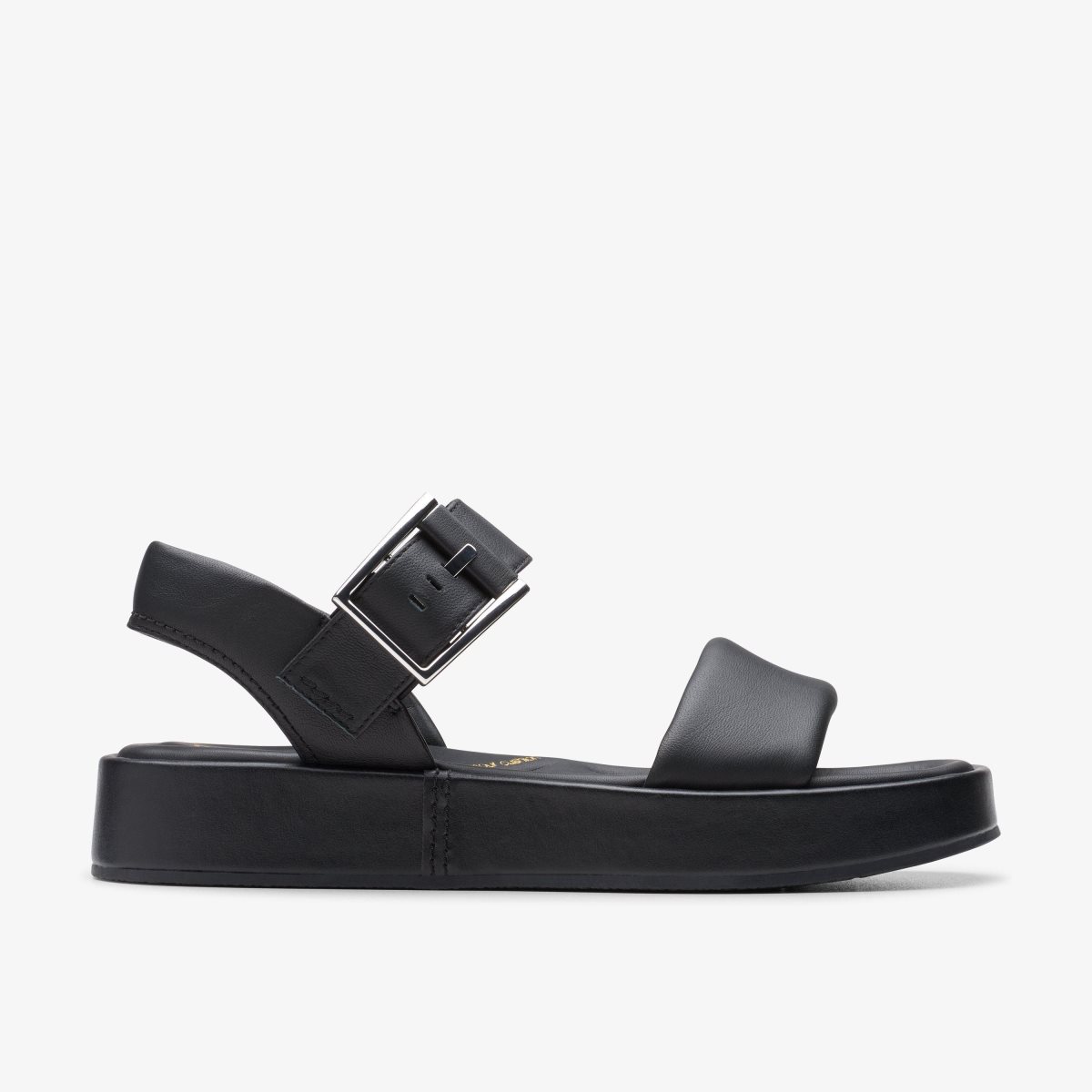 Clarks ALDA STRAP Black Leather Kadın Platform Ayakkabı Siyah | 82649TVLM