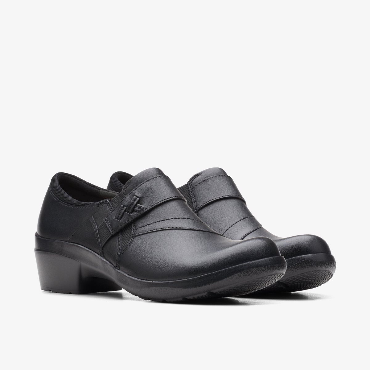 Clarks Angie Pearl Black Leather Kadın Clog Terlik Siyah | 87916PBCF