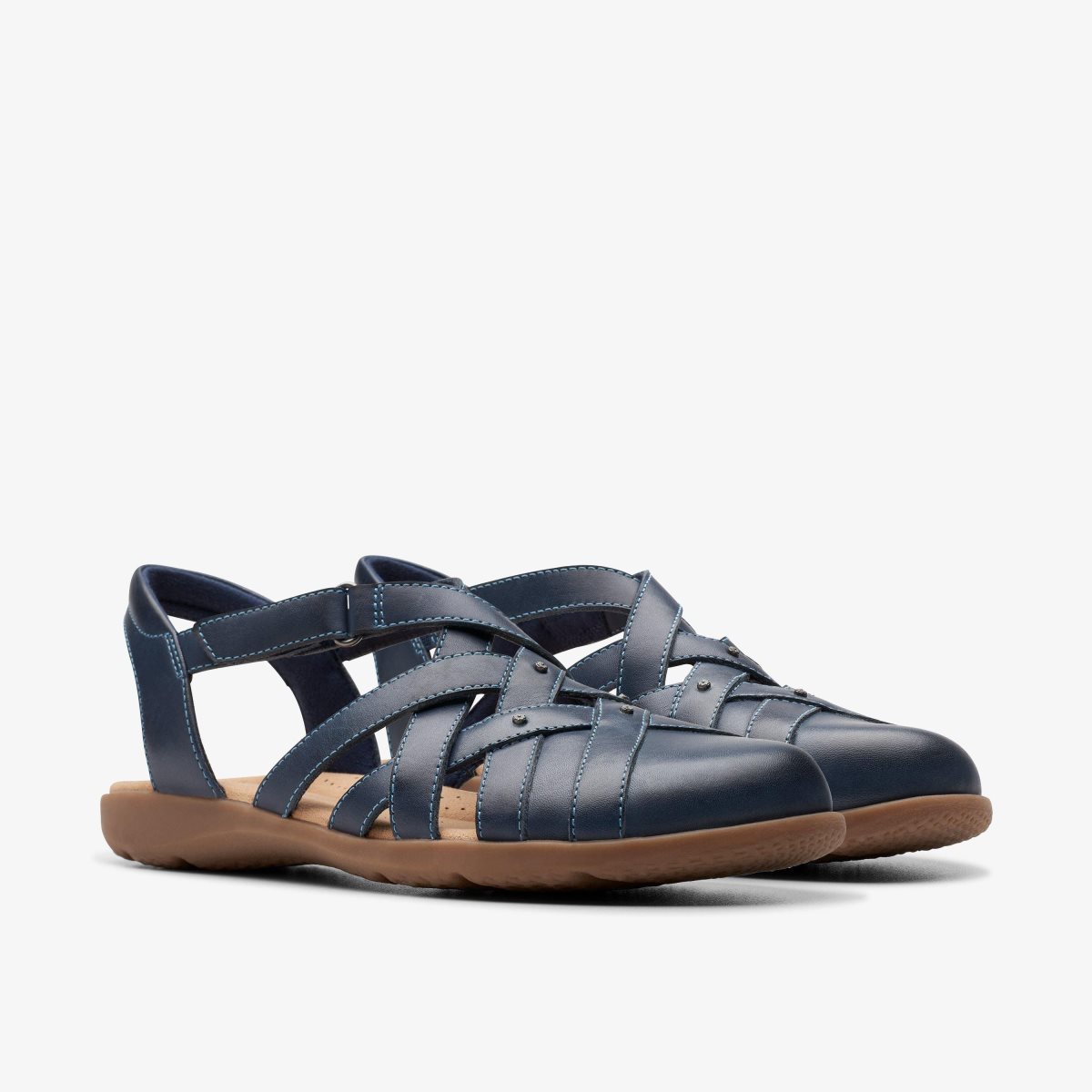 Clarks Elizabelle Sea Navy Leather Kadın Sandalet Lacivert | 73650JRTK