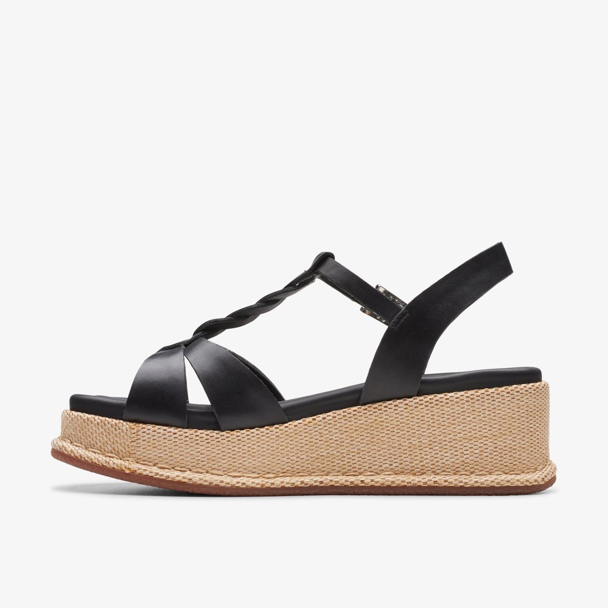 Clarks KIMMEI TWIST Black Leather Kadın Sandalet Siyah | 10329XMYK