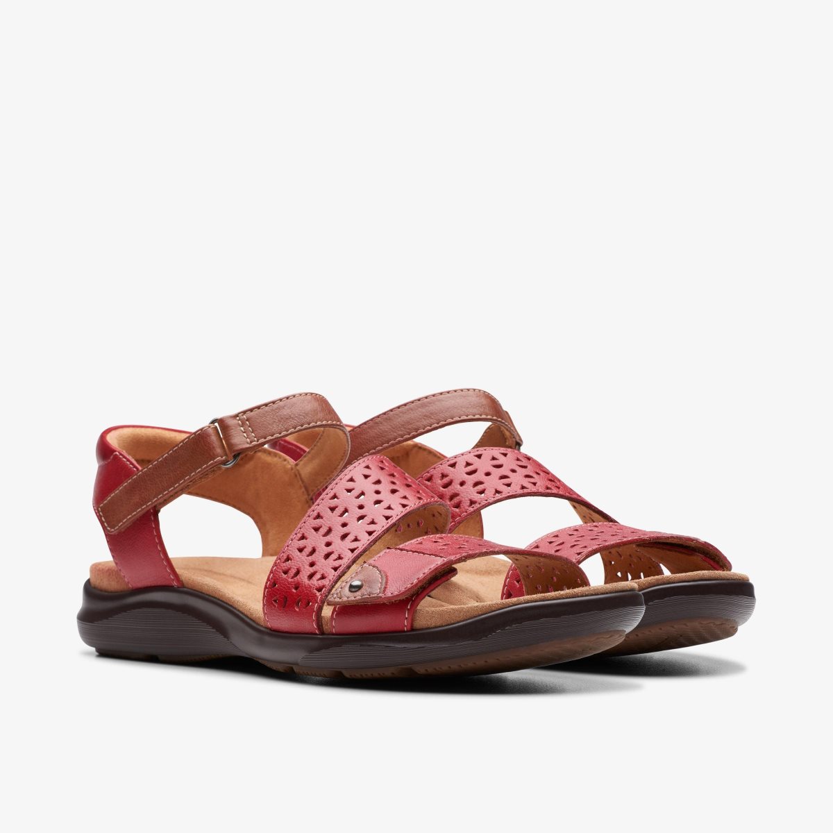 Clarks Kitly Way Cherry Leather Kadın Sandalet Pembe | 29756THNZ