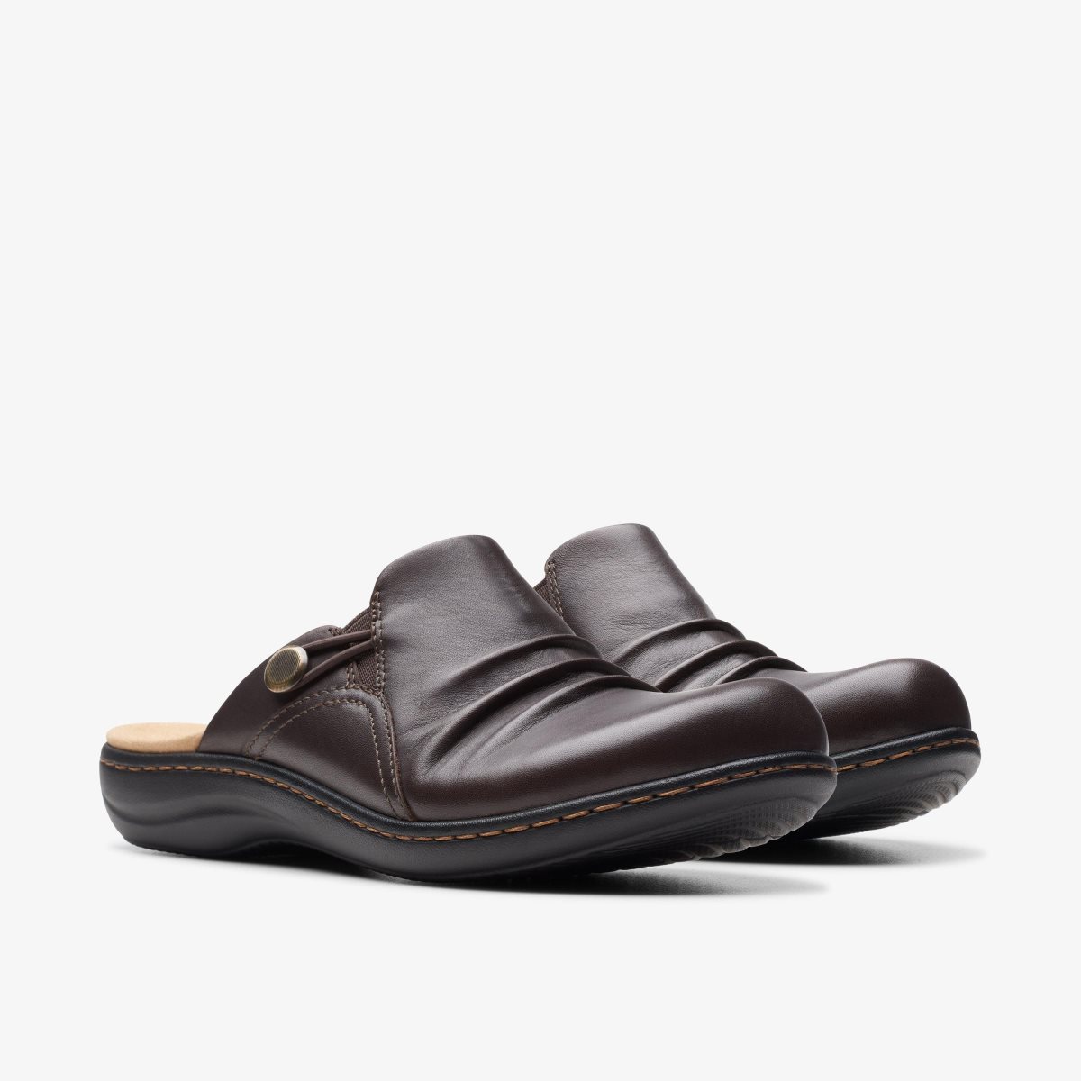 Clarks Laurieann Bay Dark Brown Leather Kadın Clog Terlik Koyu Kahverengi | 09732XWBF