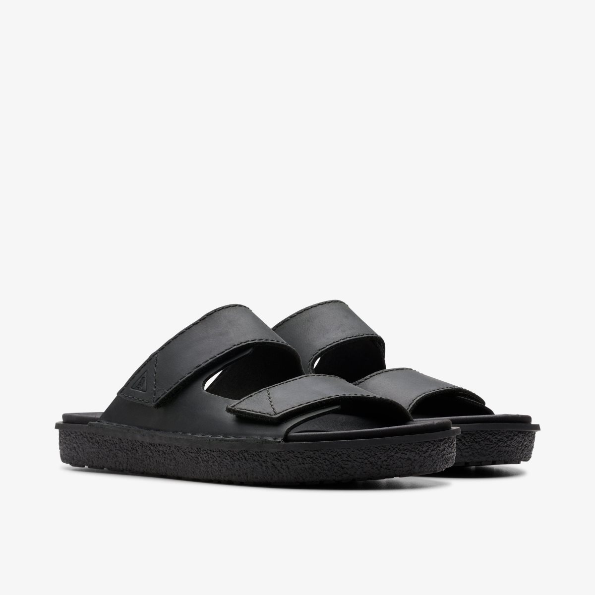 Clarks Litton Strap Black Leather Erkek Sandalet Siyah | 29846QOLM