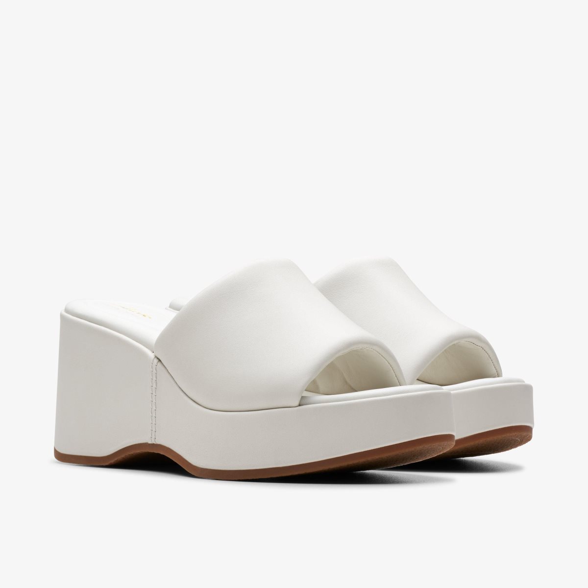 Clarks Manon Glide Off White Leather Kadın Dolgu Topuklu Beyaz | 51073XYTM