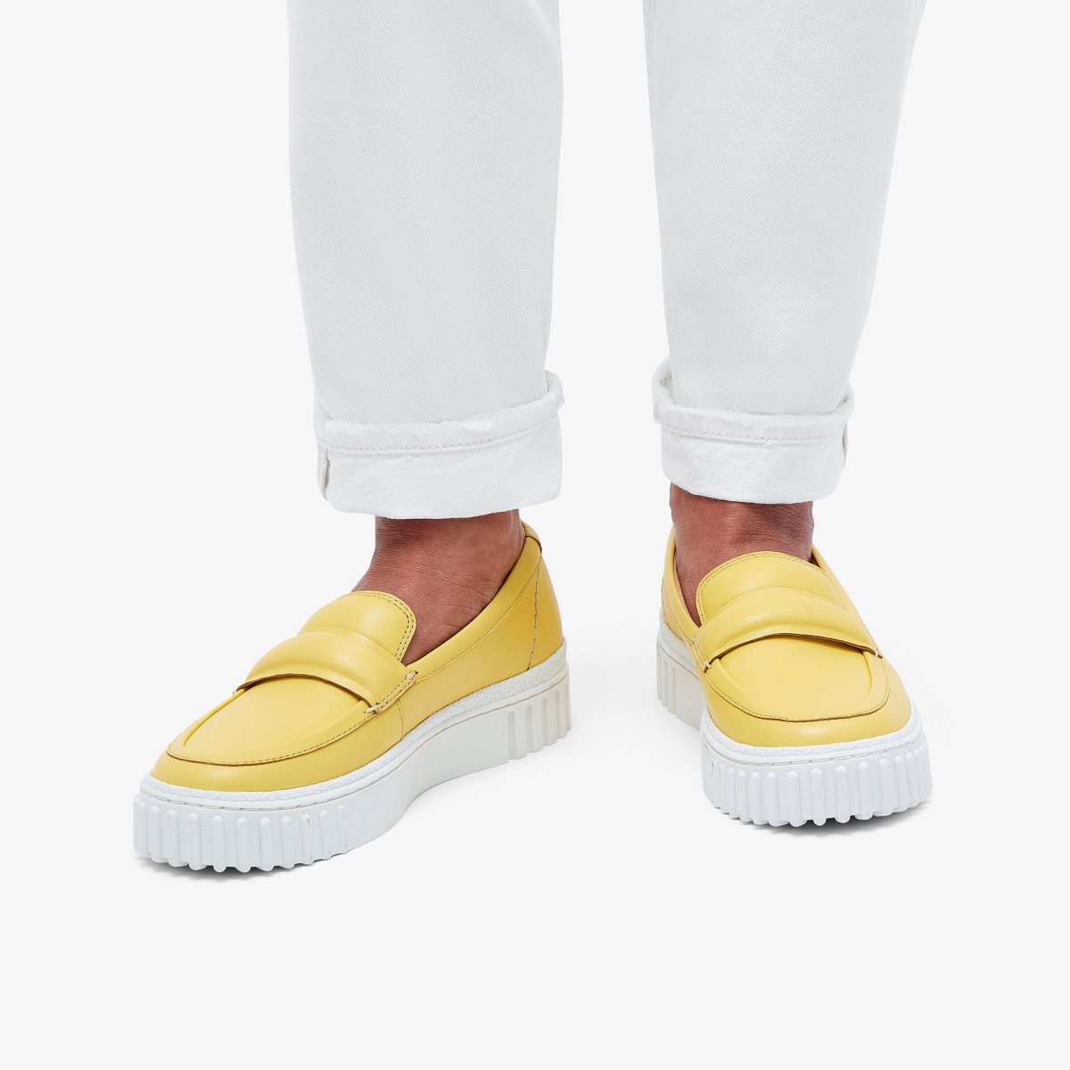 Clarks Mayhill Cove Yellow Leather Kadın Platform Ayakkabı Sarı | 39502SQHW