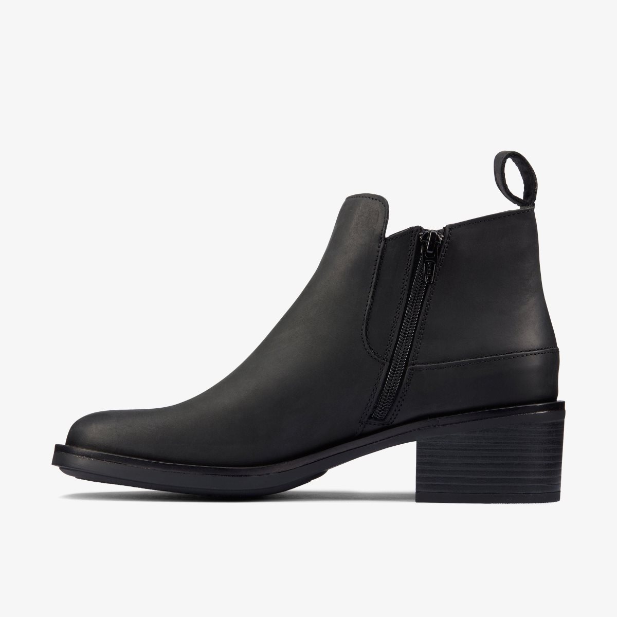 Clarks Memi Zip Black Leather Kadın Bot Siyah | 79681RCNV