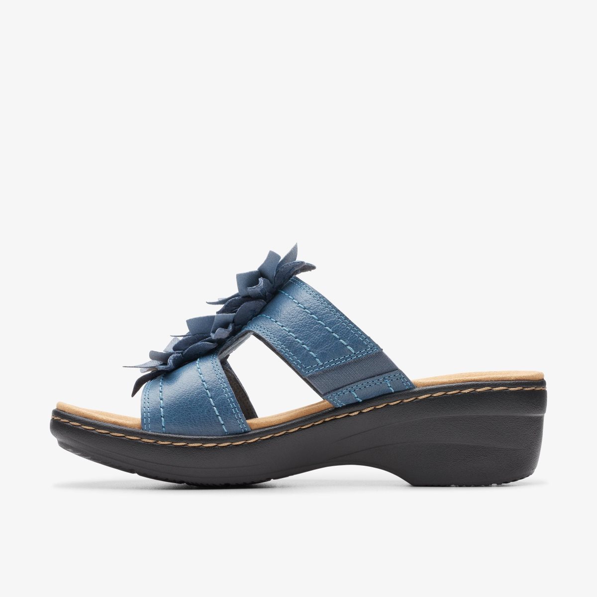 Clarks Merliah Raelyn Blue Leather Kadın Sandalet Mavi | 01956CHIV