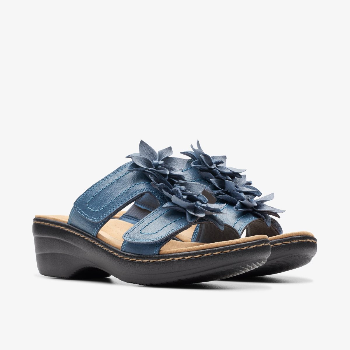 Clarks Merliah Raelyn Blue Leather Kadın Sandalet Mavi | 01956CHIV