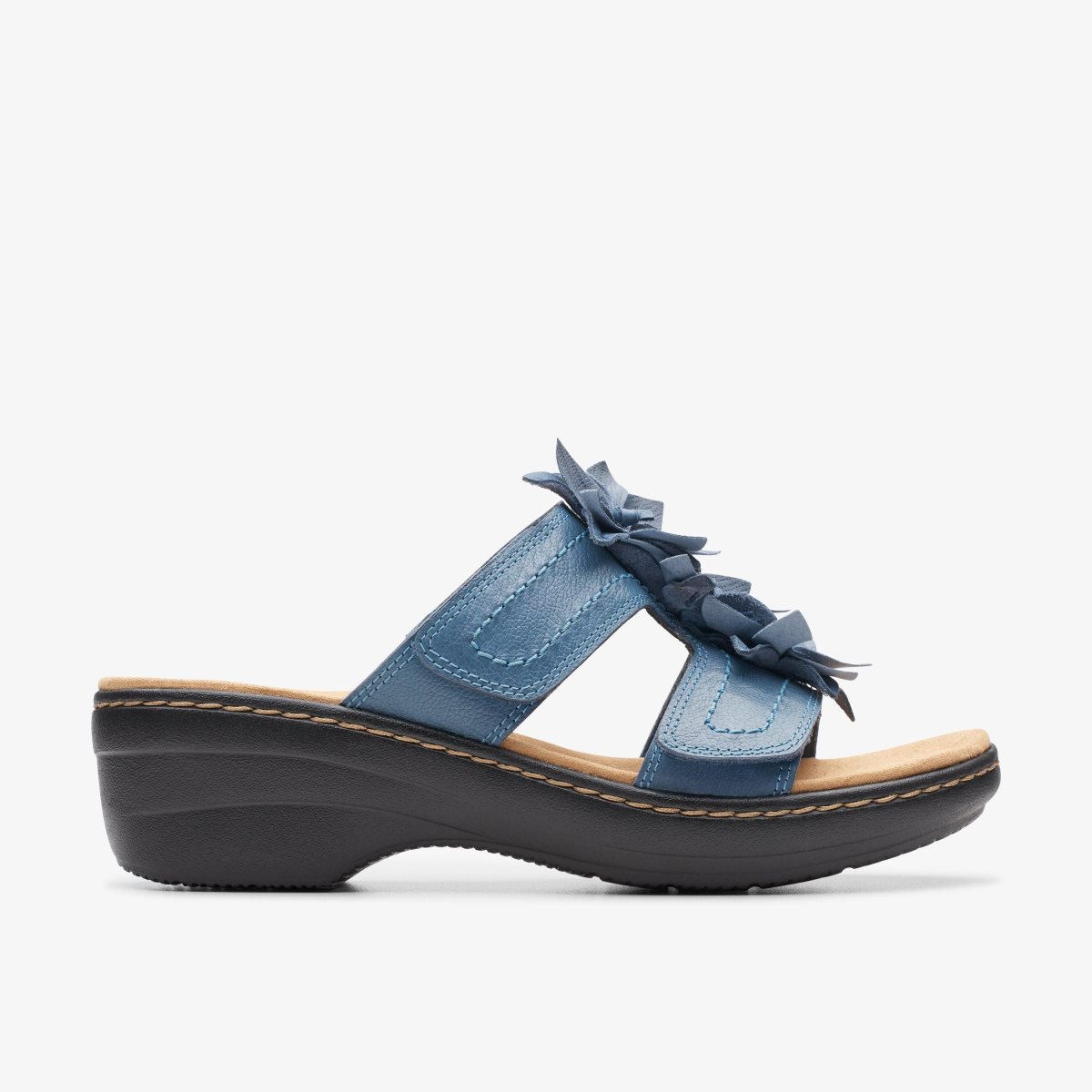 Clarks Merliah Raelyn Blue Leather Kadın Sandalet Mavi | 01956CHIV