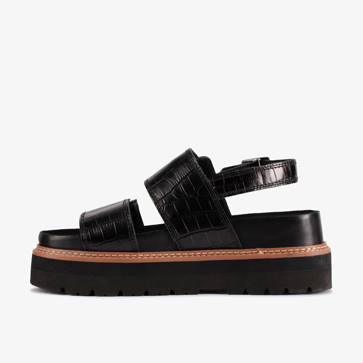 Clarks ORIANNA GLIDE Black Interest Kadın Platform Ayakkabı Siyah | 10679AXNK